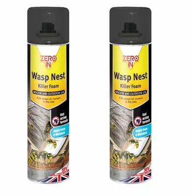 2 X Zero In Wasp Wasps Nest Foam Destroyer Killer Spray Pest Control 300ml • £12.99