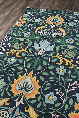 $159 • Buy Arts & Crafts William Morris Style Wool Blue Area Rug **FREE SHIPPING**