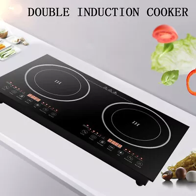 2-Burner Electric Induction Cooktop 8-gear Countertop Cooker Firepower 2400 W  • $128
