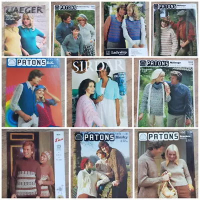 1970s LADIES MENS JUMPER CARDIGAN Vintage Knitting Patterns Lots To Choose From • £2.69