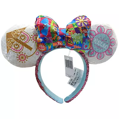 Disney~Park Minnie Ears Bow Sequin It's A Small World Clock Mickey Cos Headband • $15.85