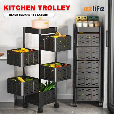 Cart Vegetable Storage 4/5Tier Kitchen Trolley Organiser Holder Rotating Rack • $99.25