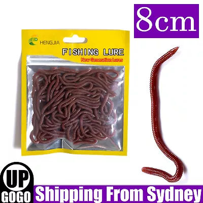$7.99 • Buy 50PCS/Pack 8cm Soft Earthworm Fishing Bait Red Worm Lures Grub Simulation Tackle