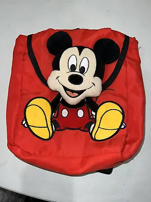Mickey Mouse Toddler Backpack Nylon Tote Plush Mickey Head Velour Body • $14.99