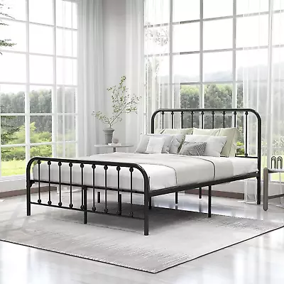 Queen Size Metal Platform Bed Frame With Headboard And Footboard Sturdy Heavy Du • $164.99