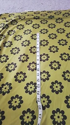 Vintage Style FLOWER Cotton Jersey Stretch Fabric Material 60  Width EDNA GREEN • £6.50