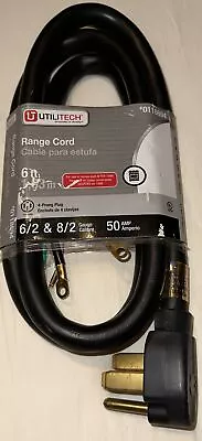 NEW UTILITECH 6FT 4-Wire/Prong Range Cord 6/2 & 8/2 Gauge 50 Amp # 0118694 • $22.49
