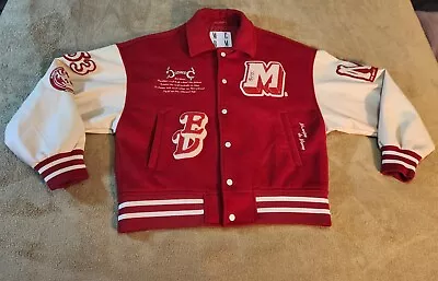 Mr. Enjoy Da Money Red/White Varsity Jacket Bones Embroidery Size Large #53  • $184.99