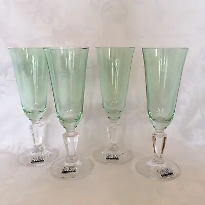 Miller Rogaska Alfresco Green Champagne Flutes • $65