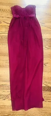 Bridesmaids Dress Wine Burgundy Multi Way Strapless Chiffon Size 4 Maxi Long • $59.99