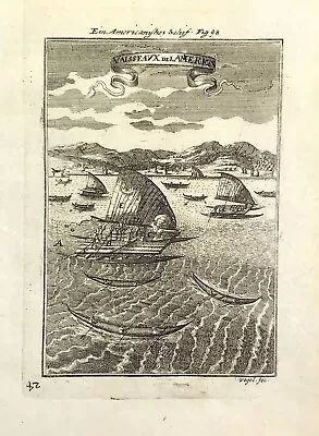 Ships Of America C1683 By Alain Mallet Original 17th Century Engraved Print • £71.95