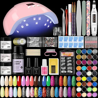 Acrylic Nail Kit With Everything 36pcs Glitter Powder Liquid Manicure Tools Kit • $22.59