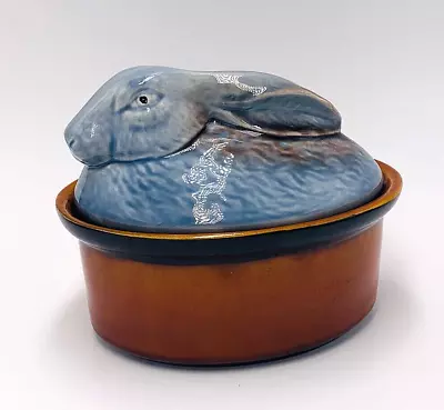 Vintage Subtil Portuguese Majolica Bunny Rabbit Tureen Oval Pot Casserole Easter • $42