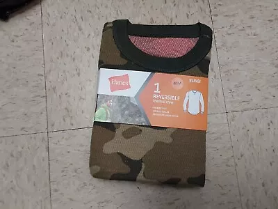 Nwt Hanes Mens Reversible Thermal Crew Green Camo M • $9.99