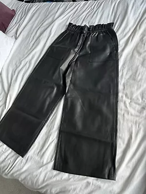 ZARA Size M Leather Wide Leg Trousers • £15