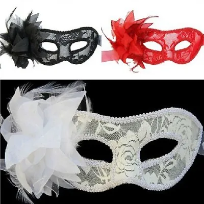 Venetian Feather Lace Flower Eye Mask Masquerade Ball Costume Fancy Dress Hot • £3.73