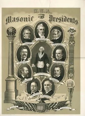 U.S.A. Masonic Presidents - Masonic Poster - Miscellaneous • $400