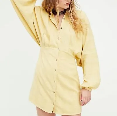Free People Moni Mini Dress Endless Summer Womens Size M Medium Yellow Wrap • $24.47