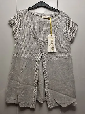 ♡ CHILLI PEPPER LONDON Grey Cotton Short Sleeve Cardigan Size Small New • £12.50