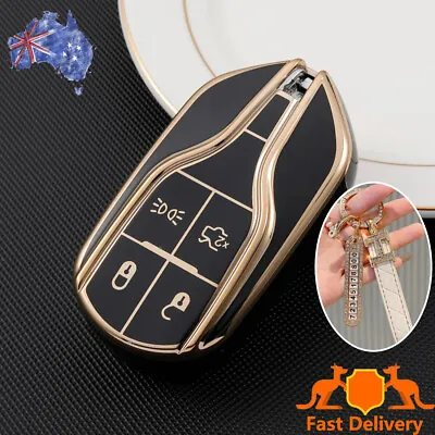 Luxury Soft Key Fob Case Cover For Maserati Levante GT Quattroporte Ghibli Black • $18.04