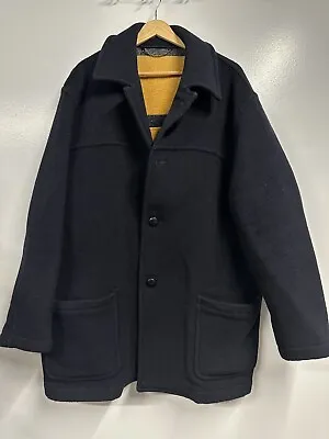 Brooks Brothers Navy Double Faced Wool Melton Coat Made In England Large • $39.99