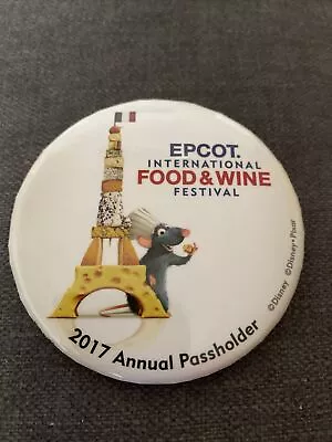2017 Disney EPCOT  Food & Wine Festival Passholder Button Ratatouille • $4
