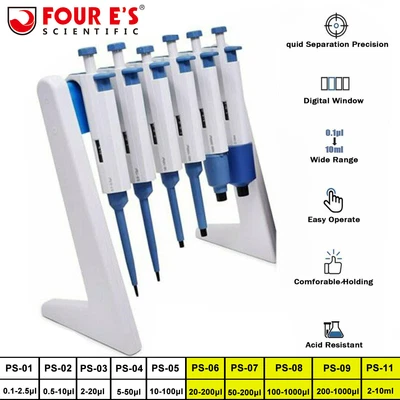 $28.99 • Buy 0.1μl-10ml Single Channel Pipette Adjustable Volume Micropipette / Pipette Rack