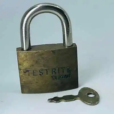 Vintage Brass Testrite Taiwan Mini Lock Padlock With Key SA8 • $7