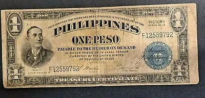 $31.47 • Buy 1944 PHILIPPINES 1 PESO  VICTORY  NOTE OFF CENTER! - NICE CIRC! -d3230uxx
