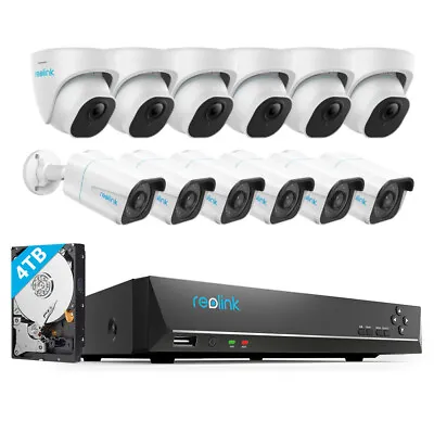 Reolink 8MP 16CH NVR 4K POE Security IP Camera System Audio Recording 4TB HDD • $1385.49