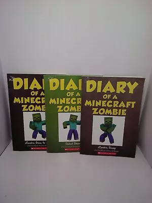 Scholastic Minecraft Diary Of A Minecraft Zombie Book Lot Of 3 Paperback • $6.99