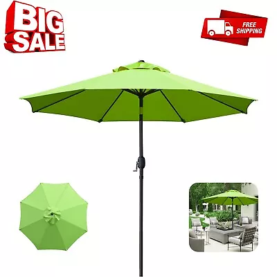 9ft Sunbrella Fabric Aluminum Patio Umbrella Auto Tilt Crank 8 Sturdy Ribs Green • $98.44