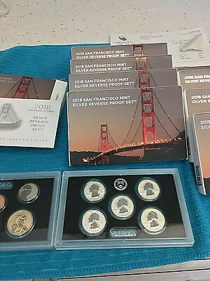 2018 S REVERSE PROOF SAN FRANCISCO 50th ANNIV. 10 COIN SILVER SET US MINT (18XC) • £114.62