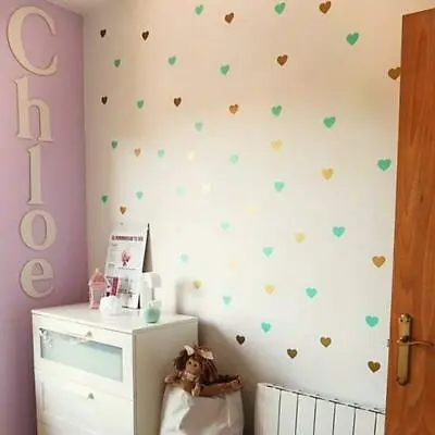 £3.99 • Buy Heart Shape Wall Stickers Girls Kids Bedroom Nursery Love Hearts Vinyl Decal