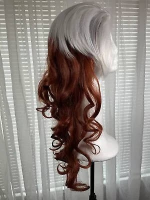 Womens Wig 26” Orange Brown Mix White X-Men Rouge Curly Wavy Cosplay Costume NEW • $19.77