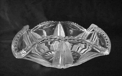 Antique Eapg Feather Fern Leaf Crystal Bowl Saw Tooth 16 Point Star • $9.99