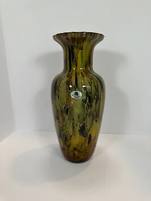 Italian Maestri Vetrai Monumental Polychrome Art Glass Vase With Gold Aventurine • $79
