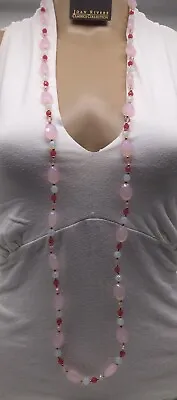 $22.99 • Buy Joan Rivers Pink & Dark Pink / White Beaded Long Necklace NEW