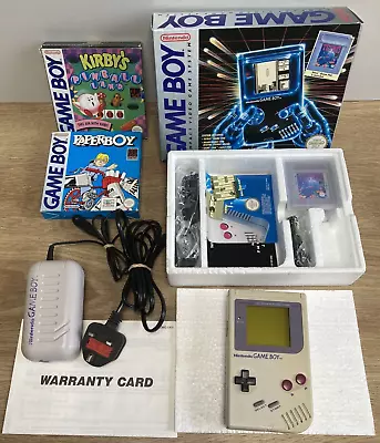 Original Gameboy DMG-01 Boxed Tetris Kirbys Pinball Land Paperboy & Battery Pack • £199.99