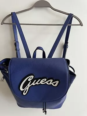 Dodger Blue Vintage Leather Guess Backpack Purse • $44.99