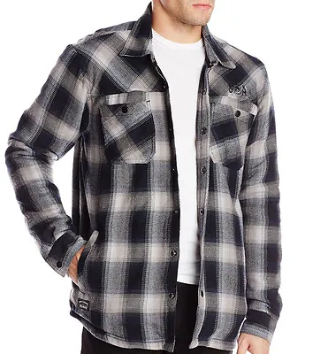 Mens Metal Mulisha Sons Of Anarchy SOA Patched Thick Flannel Jacket Sherpa Small • $49.95