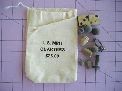 Civil War Mini Balls Rounds Flints Musket Worm Extractor Domino Canvas Pouch • $135