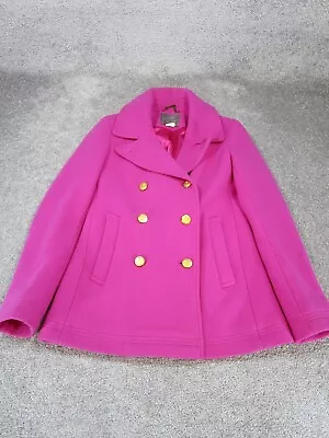 J.Crew Pea Coat Womens 2 Pink Stadium Cloth Pink Wool Blend • $54.99