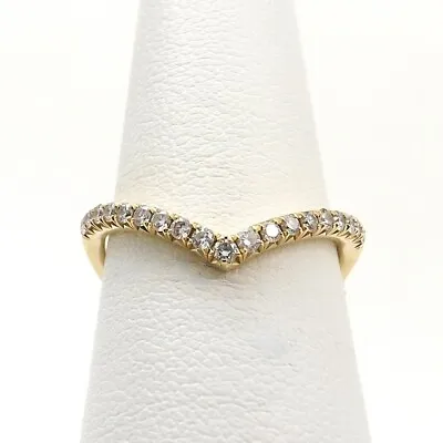 14k Gold Diamond Curved V Engagement Ring Enhancer Wedding Index Finger Band Sz7 • $565.25