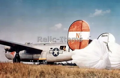 WW2 Picture Photo B-24H Liberator Parachutes Used After Failure In Brakes 2300 • $5.95