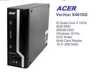£69.99 • Buy Acer Veriton X4610G I5-2400 @ 3.1GHz Quad Core Small Format PC 8GB RAM 500GB HDD