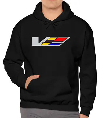 New CADILLAC CTS V Hoodie Emblem Retro Logo Mens Black • $37