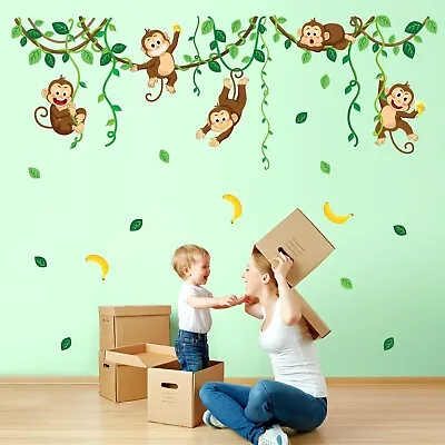 Decowall DS-8053 Monkey Vines Nursery Kids Removable Wall Stickers Decal • $18.64