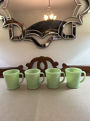 Vintage Fire King Jadite Flat Bottom Mug Coffee Set Of 4 • $65