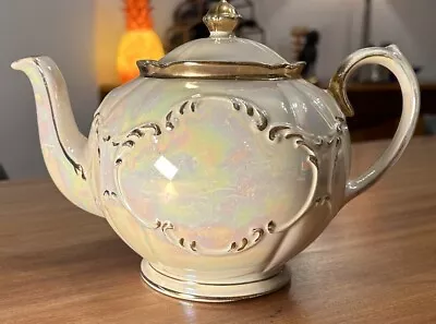 Vintage 1950s Sadler Teapot Lustred Iridescent Gilded 22.5cm Long VGC • £18.99